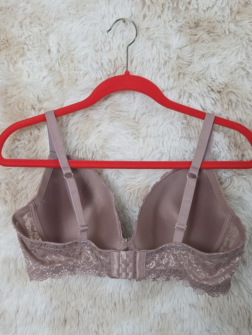 Auden Lace Push Up Bra 38DD Mauve Taupe Underwire Padded T-Shirt Bra - Picture 5 of 13